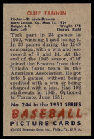 1951 Bowman #244 Cliff Fannin Very Good  ID: 210042