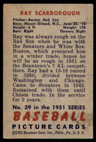 1951 Bowman #39 Ray Scarborough Very Good  ID: 226713