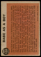 1962 Topps #135 Babe Ruth As A Boy Very Good  ID: 226295