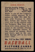 1951 Bowman #117 Eddie Miksis Very Good RC Rookie 