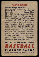 1951 Bowman #87 Floyd Baker Very Good  ID: 226814