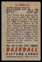 1951 Bowman #35 Al Zarilla Very Good  ID: 237389