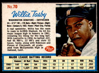 1962 Post Cereal #70 Willie Tasby Near Mint+  ID: 224335