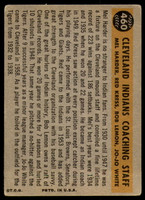 1960 Topps #460 Indians Coaches Very Good  ID: 240255