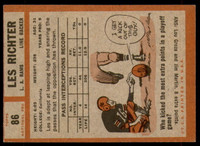 1962 Topps #86 Les Richter Excellent+ SP  ID: 242086