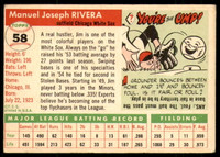 1955 Topps #58 Jim Rivera UER Very Good  ID: 219923