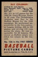 1951 Bowman #136 Ray Coleman Good 