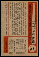 1954 Bowman #9 Dave Williams Very Good  ID: 237632