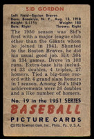 1951 Bowman #19 Sid Gordon Good 