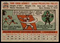 1956 Topps #274 Frank Baumholtz UER Very Good  ID: 241069