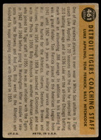 1960 Topps #461 Tigers Coaches Very Good  ID: 240256