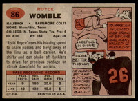 1957 Topps #86 Royce Womble Ex-Mint  ID: 252571