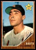 1962 Topps #344 Ed Bauta Excellent RC Rookie  ID: 235054