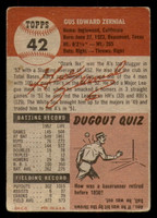 1953 Topps #42 Gus Zernial DP Poor 