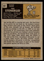 1971 Topps # 61 Jan Stenerud Excellent+ 