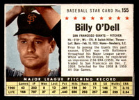 1961 Post Cereal #155 Billy O'Dell Excellent+  ID: 280503