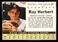 1961 Post Cereal #87 Ray Herbert Excellent+  ID: 280316
