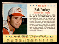 1963 Post Cereal #134 Bob Purkey Very Good 