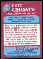 1984 Topps USFL #112 Putt Choate NM-Mint  ID: 263259