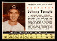 1961 Post Cereal #61 Johnny Temple Very Good  ID: 280245