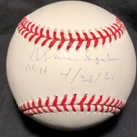 Warren Spahn Signed Auto Baseball Steiner Sticker on Ball 4-28-61 No Hitter Braves