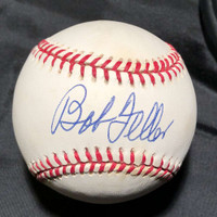 Bob Feller Signed Auto Baseball Steiner Sticker on Ball Indians