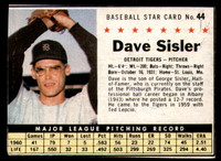 1961 Post Cereal #44 Dave Sisler Very Good  ID: 280190