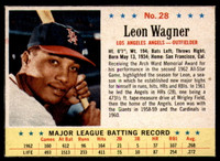1963 Post Cereal # 28 Leon Wagner BA .278 Near Mint AVG .272