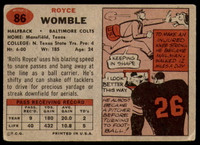 1957 Topps #86 Royce Womble Very Good  ID: 252572