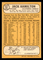 1968 Topps #193 Jack Hamilton Excellent+  ID: 287152