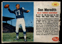 1962 Post Cereal #142 Don Meredith Very Good  ID: 151919