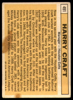 1963 Topps #491 Harry Craft MG VG/EX Very Good/Excellent 