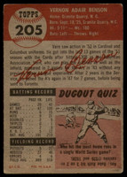 1953 Topps #205 Vern Benson VG Very Good RC Rookie ID: 115238