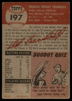 1953 Topps #197 Del Crandall Very Good  ID: 159581