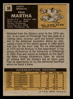1971 Topps # 38 Paul Martha Ex-Mint 
