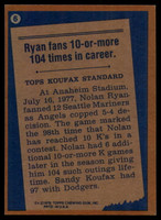 1978 Topps #   6 Nolan Ryan RB Ex-Mint 