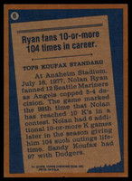1978 Topps #   6 Nolan Ryan RB Excellent+  ID: 152169