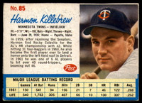 1962 Post Cereal #85 Harmon Killebrew Excellent  ID: 137223