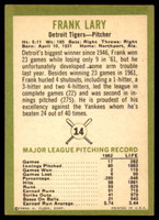 1963 Fleer #14 Frank Lary VG/EX Very Good/Excellent  ID: 114763