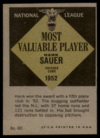 1961 Topps #481 Hank Sauer EX/NM  ID: 112763