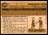 1960 Topps #280 Frank Sullivan Very Good  ID: 240053