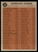 1962 Topps #55 Donovan/Stafford/Mossi/Pappas A.L. E.R.A. Leaders Ex-Mint  ID: 194542