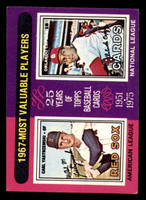 1975 Topps #205 Carl Yastrzemski/Orlando Cepeda 1967 MVP's Miscut 