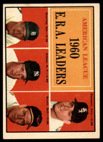 1961 Topps #46 Baumann/Bunning/Ditmar/Brown AL E.R.A. Leaders Excellent+  ID: 131466