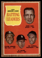 1962 Topps #51 Cash/Howard/Kaline/Piersall A.L. Batting Leaders Excellent+  ID: 179427