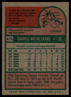 1975 Topps #475 Darrell Evans Signed Auto Autograph  ID: 164603