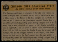 1960 Topps #457 Cubs Coaches EX Excellent 