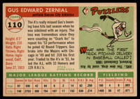 1955 Topps #110 Gus Zernial Very Good  ID: 138550