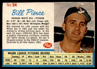 1962 Post Cereal #54 Billy Pierce Near Mint 