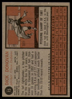 1962 Topps #15 Dick Donovan UER EX/NM  ID: 110569